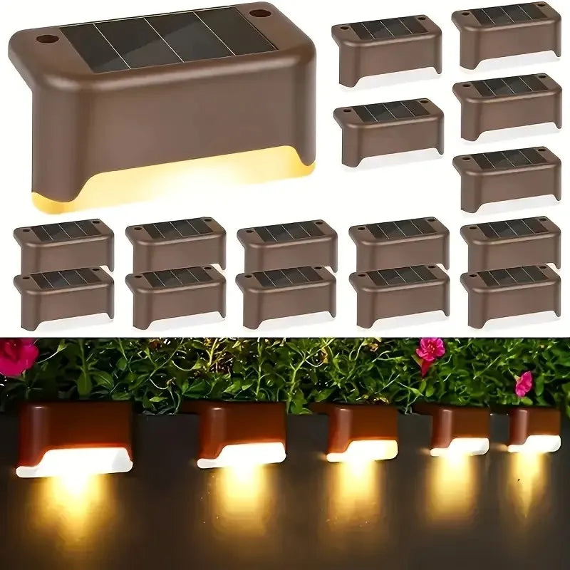 16 PCs Solar Outdoor Deck Lights Commercial Street LED Step Lights suitable for balconies terraces stairs fences lanes paths