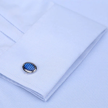 Camisa clásica de vestir para hombre con puños franceses, corte estándar, manga larga, para bodas, fiestas, oficina, trabajo, color blanco