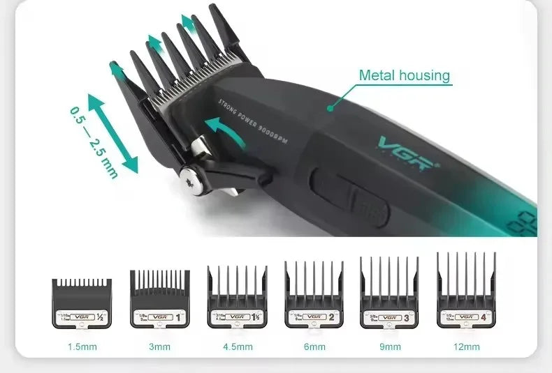 VGR Hair Trimmer Professional Barber Cordless Clipper Electric Hair Cutting Machine Metal Hair Trimmer for Men V-003 V-906 V-308