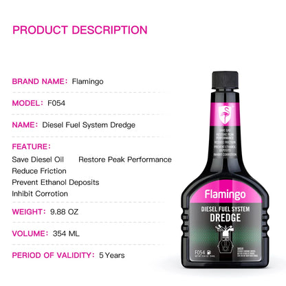 Flamingo F054 354ml Diesel Injector Cleaner Diesel System Dredge Cleaner Saver Diesel Oil Saver additive Restore 9.88OZ