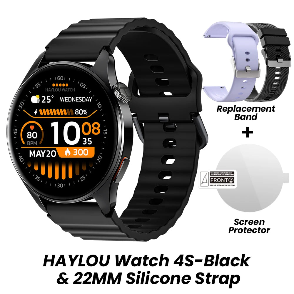 Smartwatch HAYLOU Watch 4S com GPS, tela AMOLED HD de 1,43", posicionamento GPS via 5 satélites e mais de 120 modos de treino – Relógio inteligente para esportes e fitness
