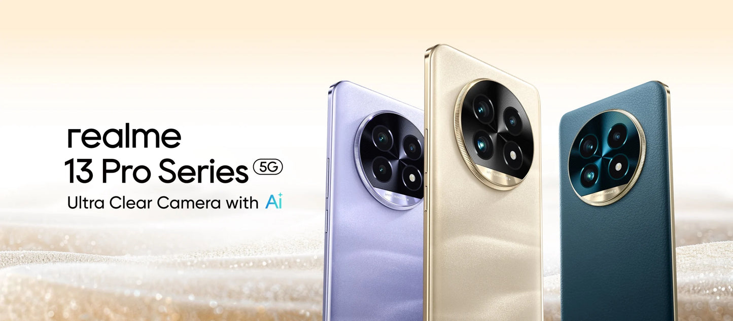 Versión global del teléfono inteligente realme 13 Pro Plus 5G con Snapdragon 7s Gen 2, pantalla Curved Vision de 120 Hz, carga SUPERVOOC de 80 W, imágenes de IA