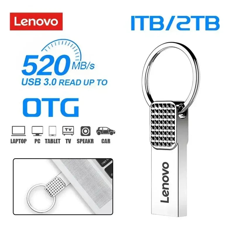 Memoria USB 3.0 Lenovo OTG de 2 TB, de metal, USB 3.0, de 1 TB, tipo C, de alta velocidad, 128 GB, miniunidad flash, resistente al agua