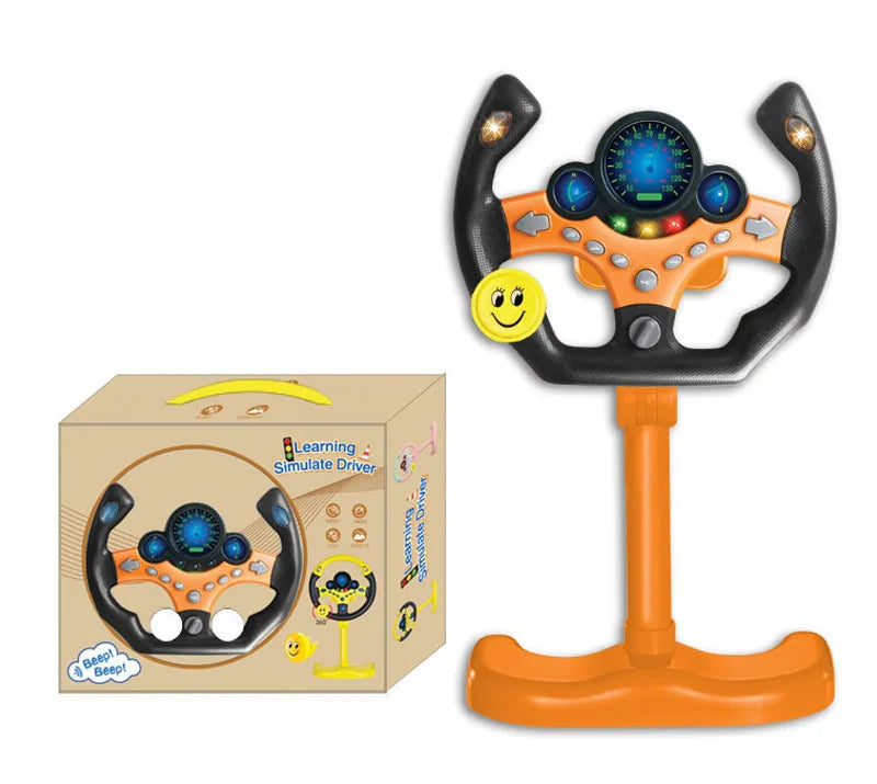 Volante eléctrico portátil tridimensional con simulación de conducción, juguete con luz y sonido, regalo educativo para niños.
