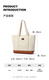 LEE Unisex Utility Canvas Leather Zipper Tote Bag Casual Denim Daily Shopping Handbag Women Men Durable Student School Book Bag