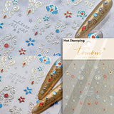 Flash Dreamy Chinese Flower Window Butterfly Glazed Rococo Geometric Frame Stamp Embossed Relief Nail Art Sticker Manicure Decal