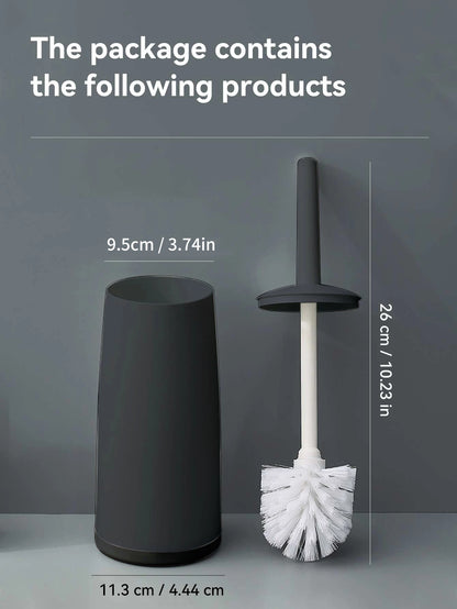 WORTHBUY Cepillo de inodoro de plástico con base de pie, mango largo, cepillo de limpieza para inodoro, accesorios de baño, herramientas de limpieza