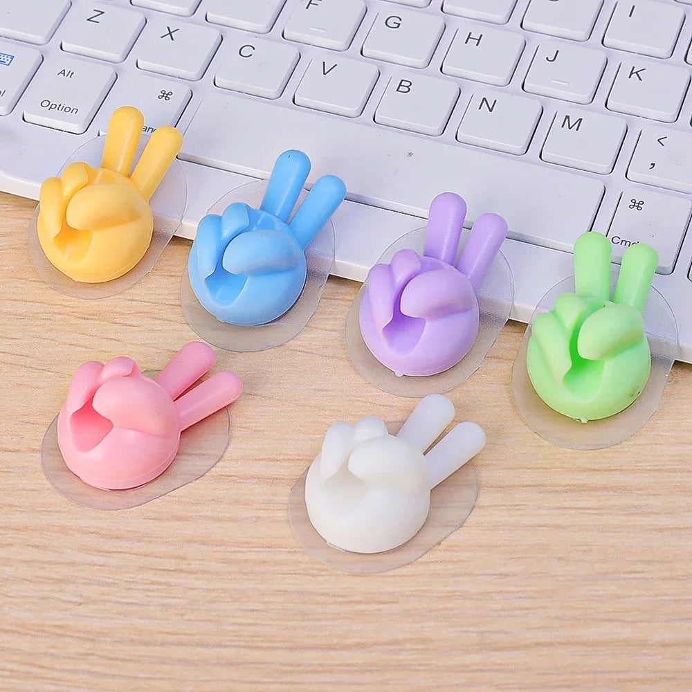 Finger Shape Cable Clips Holder Cute Charging Cord Management Home Office Car Desk Tidy Self-Adhesive Cable Winder Organizer