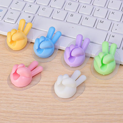 Finger Shape Cable Clips Holder Cute Charging Cord Management Home Office Car Desk Tidy Self-Adhesive Cable Winder Organizer