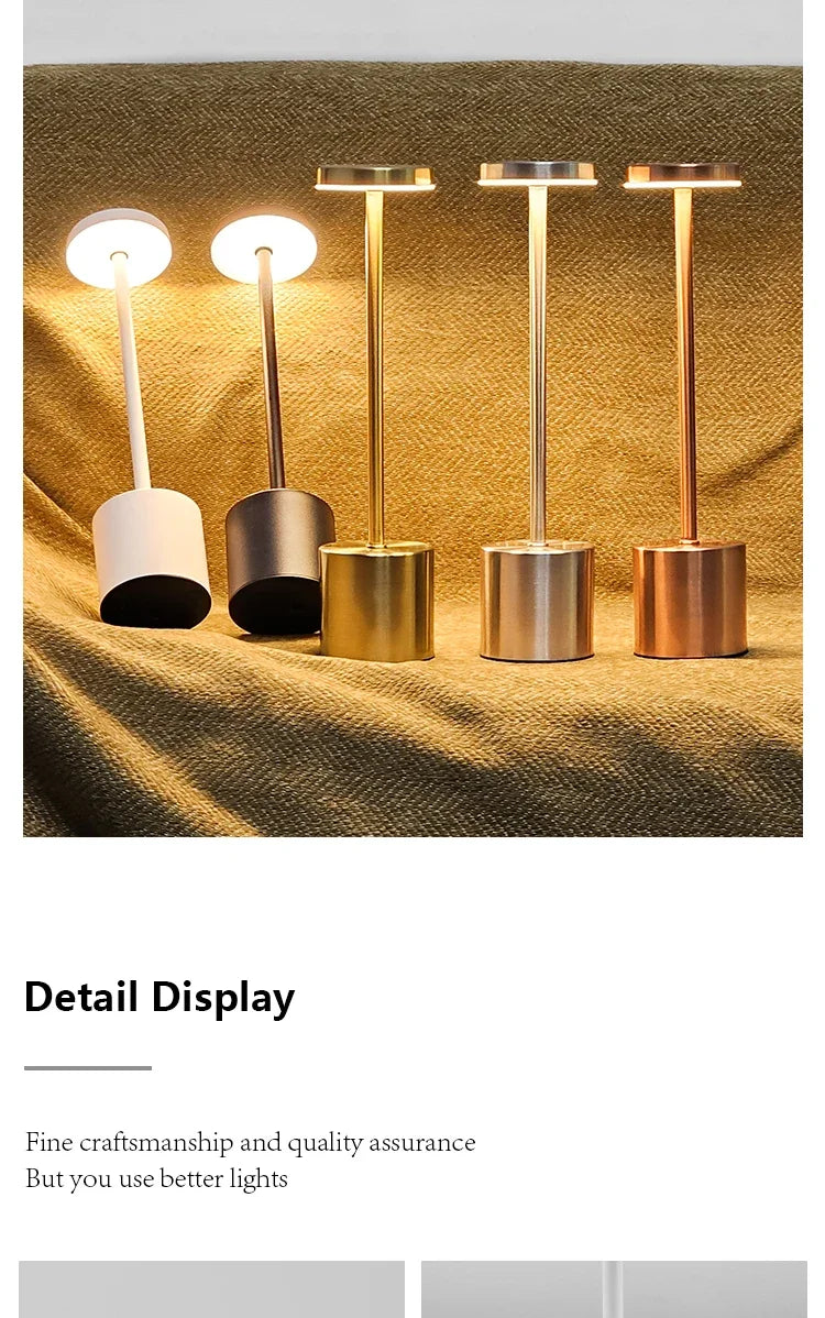 Table Lamp LED Touch Sensor Desktop Night Light Rechargeable Wireless Reading Lamp 3 Colors Adjustable Creative Ambient Light