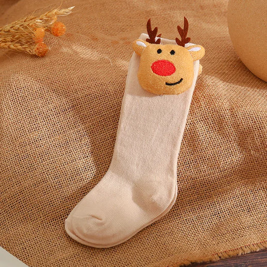 Newborn's Cotton Christmas Socks, Baby Accessories, Girl's Bow, Floor Socks, Kids, Toddler, New Year, Children's Socks 