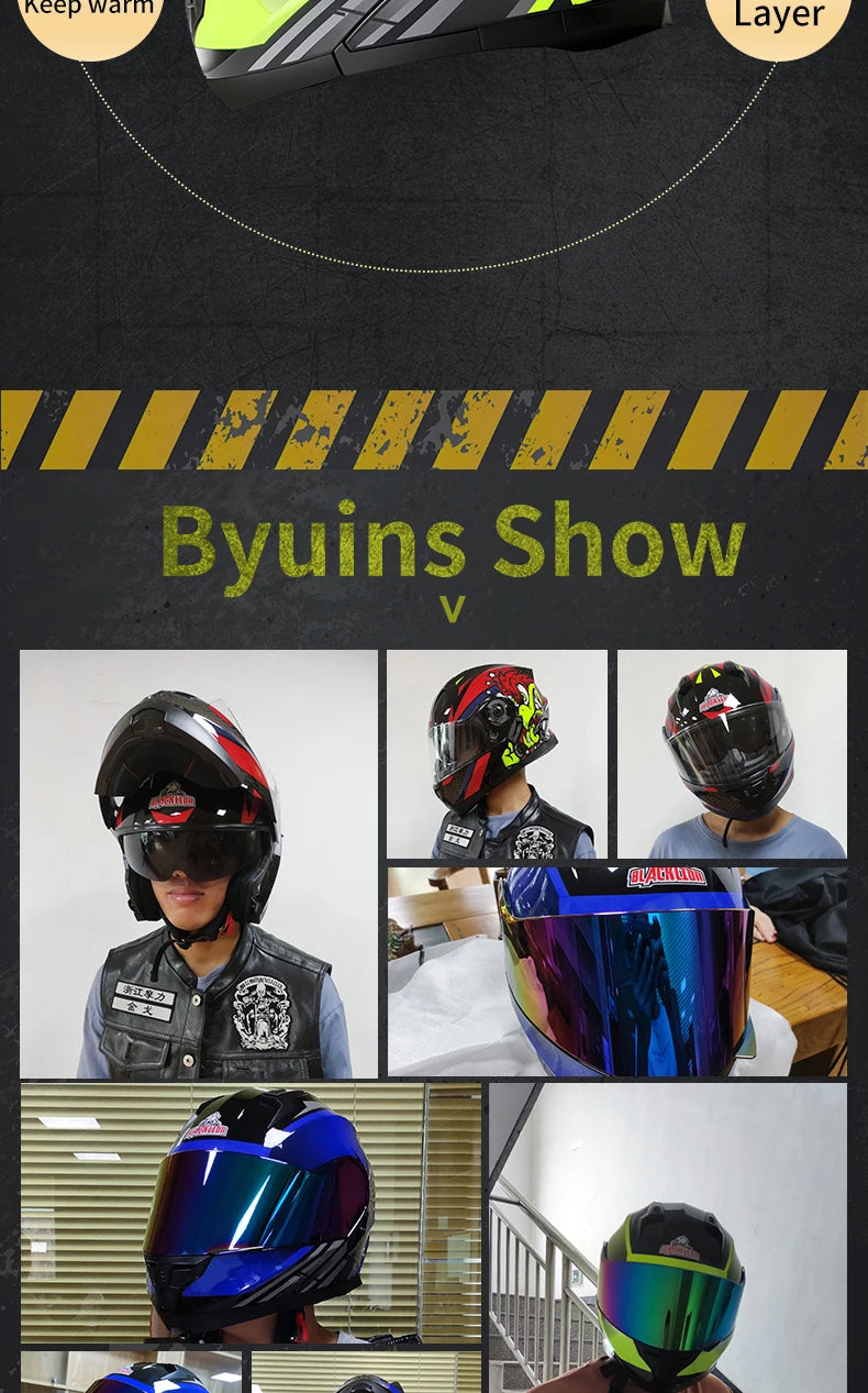 BLD Modular Motorcycle Full Face Helmet ECE Flip-up Double Anti-Fog Visor Purple Bird Sport Design In Stock Adult Men and Women