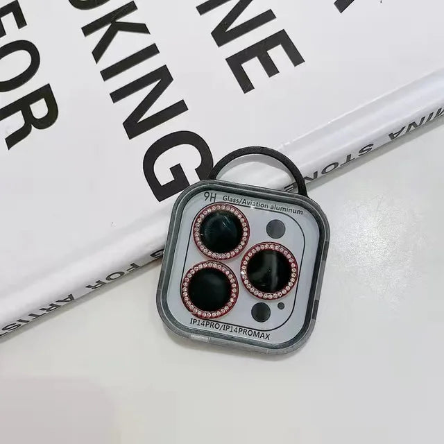 Protector de lente de cámara con brillo de diamante, minicubierta trasera, anillo de vidrio, Fil, iPhone 12, 13, 14, 15 Pro Max, 14, 15 Plus 