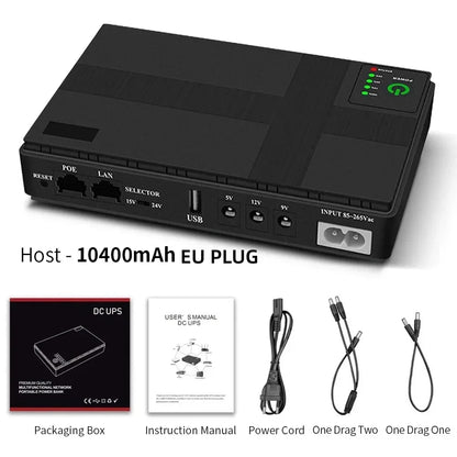 Enrutador CA 85-265 V CC 1018P, 5 V, 9 V, 12 V, monitor óptico Cat, respaldo ininterrumpido, fuente de alimentación CC de 8800/10400 mAh, cargador, teléfono celular, UPS