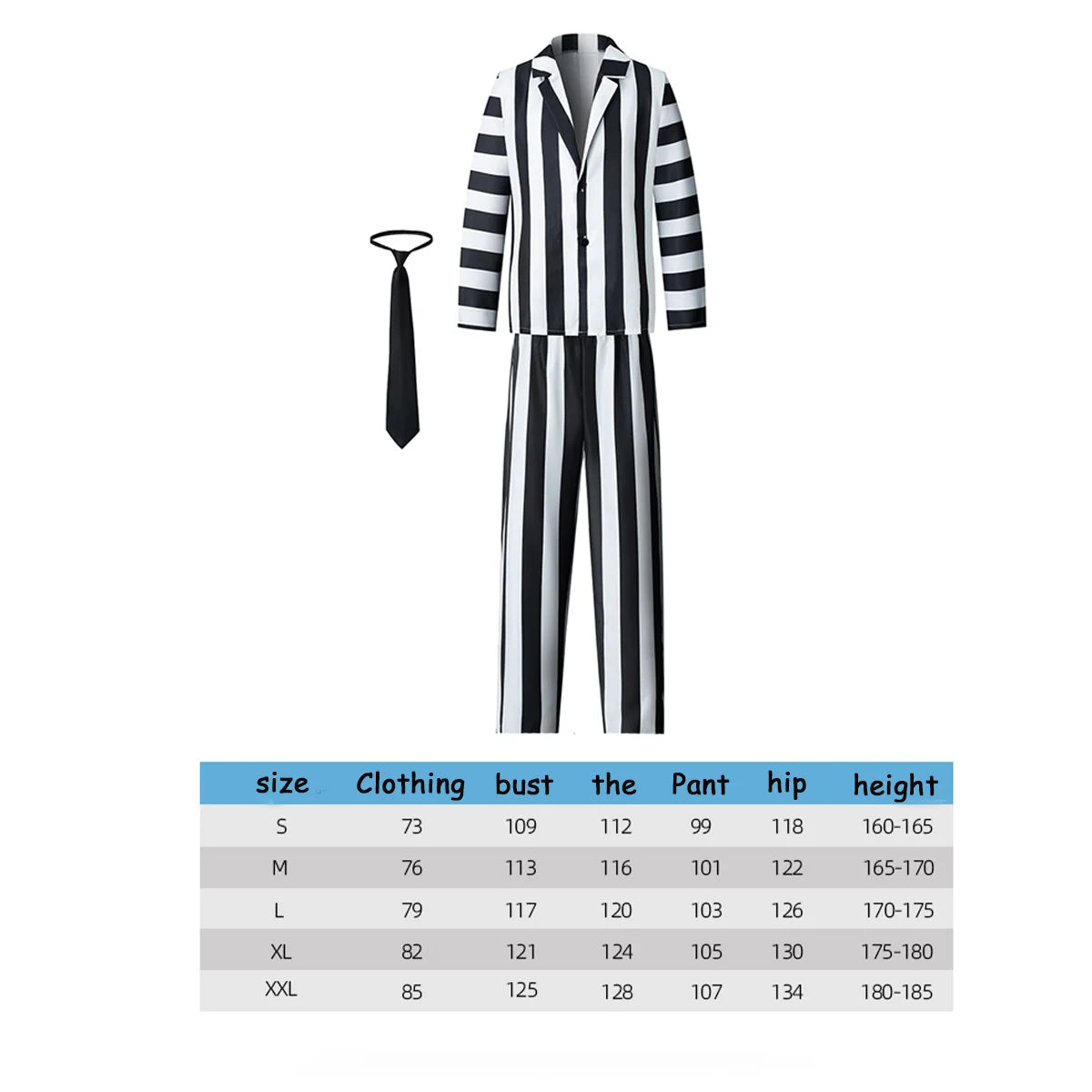 Explosivo Hades Master Beetle Juice Beetle Juice 2 Disfraz de juego de rol con patrón blanco y negro para adultos