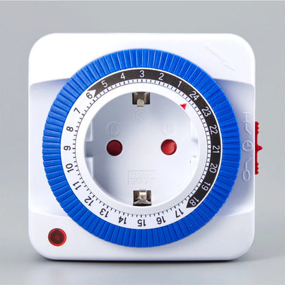 EU/US 24 Hours Timer Switch Timer Plug in Mechanical Grounded Programmable Smart Countdown Loop Switch Socket Auto Power off