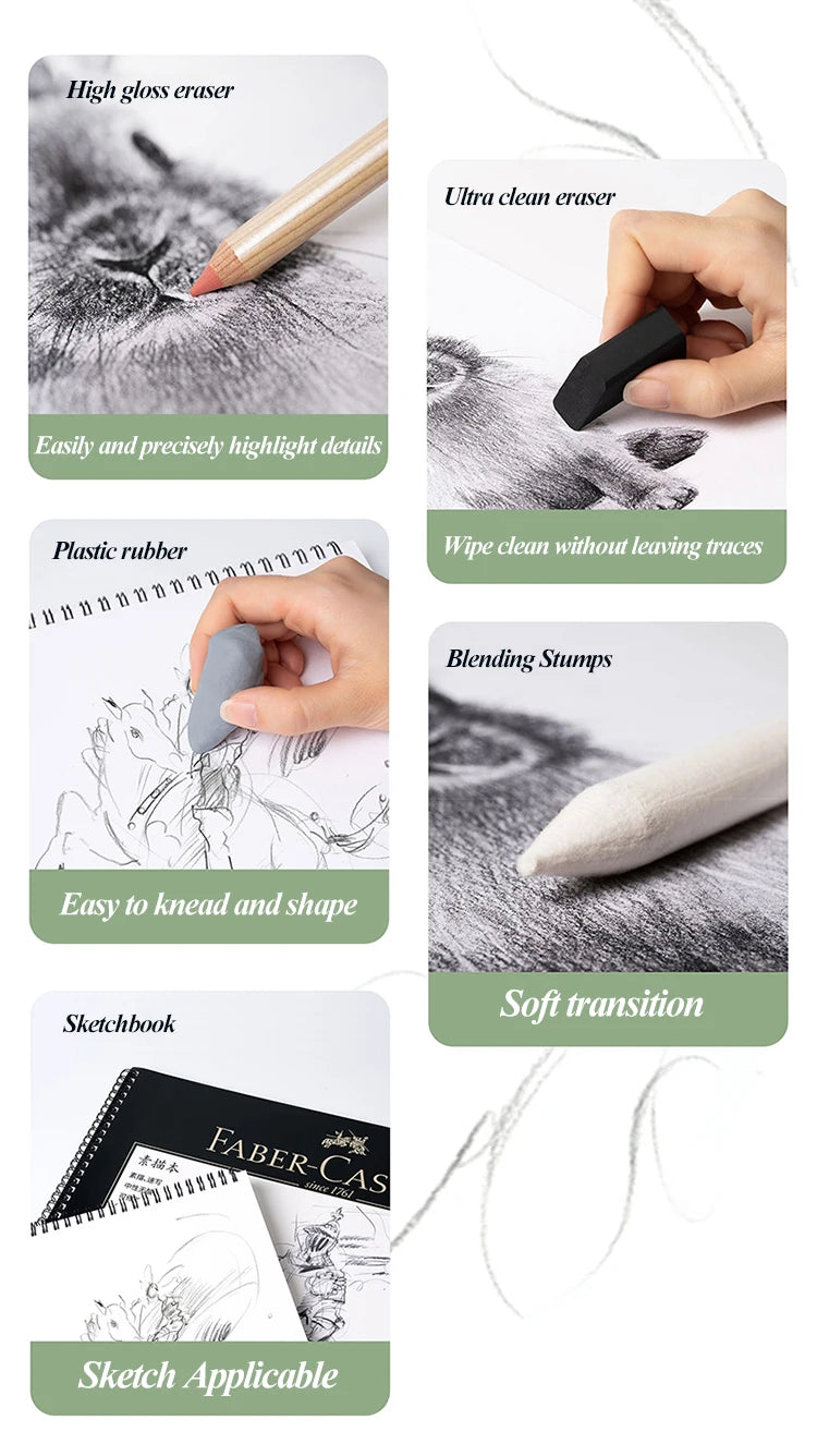 Faber-Castell 8/12pcs Set Matte Sketch Pencil Art Graphite For Sketch Black Lead Writing Drawing Graphite Pencils Supplies