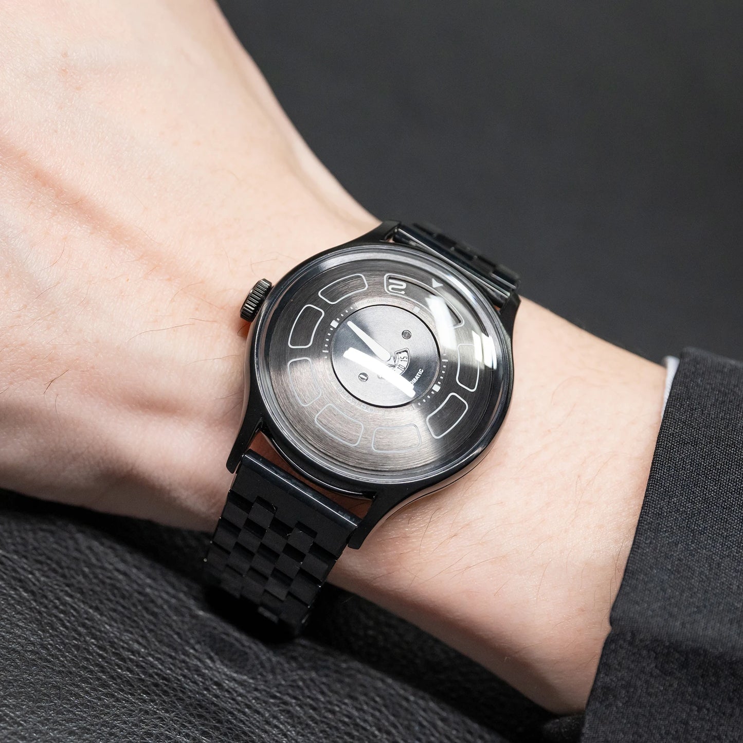 OBLVLO BLM-UFO Unique UFO-Shaped Automatic Watch with Luminous Silicone Strap And Steel Bracelet Waterproof Mechanical Timepiece