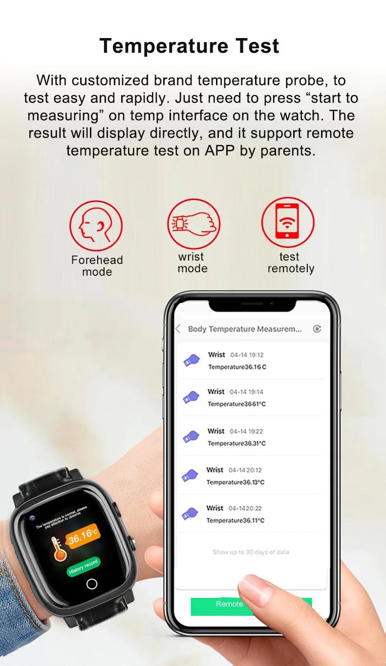 Smart Watch for Elderly Fall Detection GPS Positioning 4G SIM Card SOS Phone Call Heart Rate T
