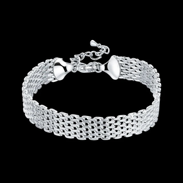 Fine 925 Sterling Silver Bracelet for Women and Men, Noble Nice Chain, Solid Charms, Wedding Party Gift, Fashion Jewelry, Hot Model 