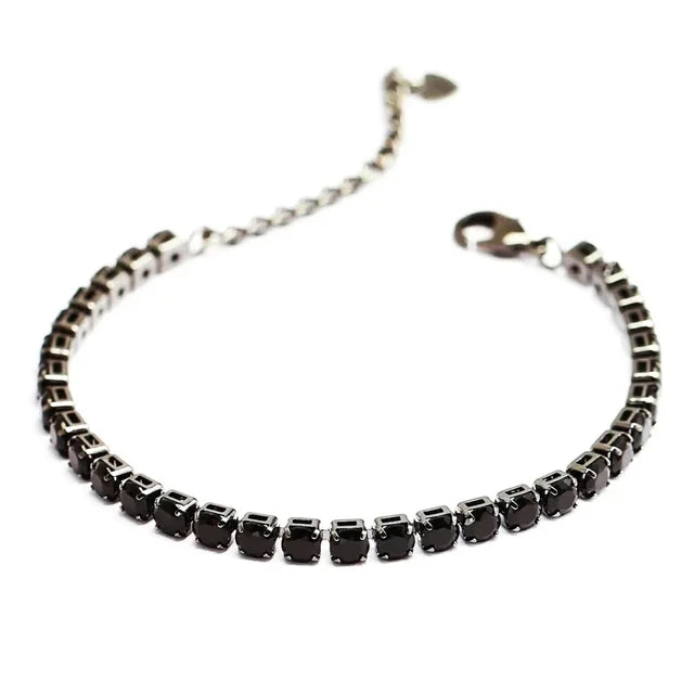 Clássico Punk Aço Inoxidável Link Chain Bracelet para Homens e Mulheres, Pulseira de tênis, Ouro, Preto, Cor Prata, Zircão, Jóias Presente