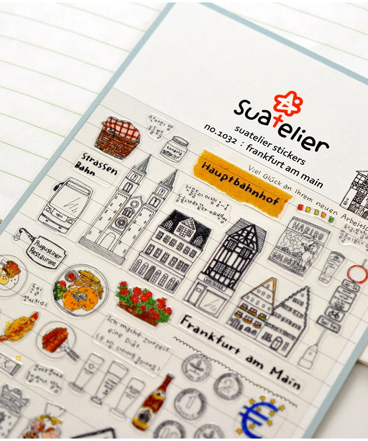 Suatelier City Stickers Korea Scrapbooking DIY Deco Sticker Junk Journal Supplies Planner Diary Photo Album Craft Material