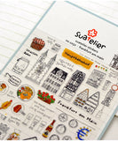 Suatelier City Stickers Korea Scrapbooking DIY Deco Sticker Junk Journal Supplies Planner Diary Photo Album Craft Material