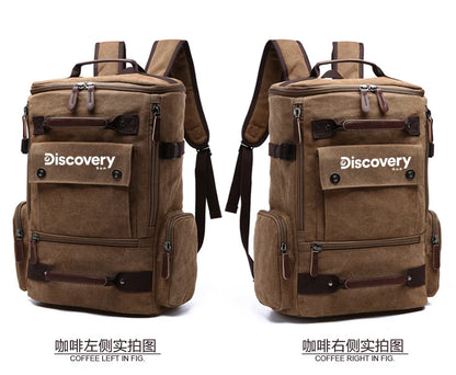 Mochila de lona multifuncional DISCOVERY-SUN, mochila informal para senderismo, mochila escolar para deportes al aire libre, mochila de viaje de gran capacidad.