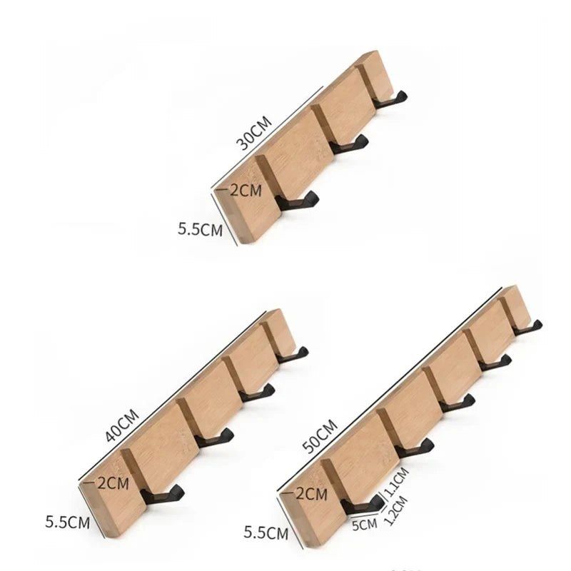 Colgador de llaves de bambú para colgar en la pared, organizador de pared, perchero rectangular, ganchos para abrigos, decoración del hogar, perchero