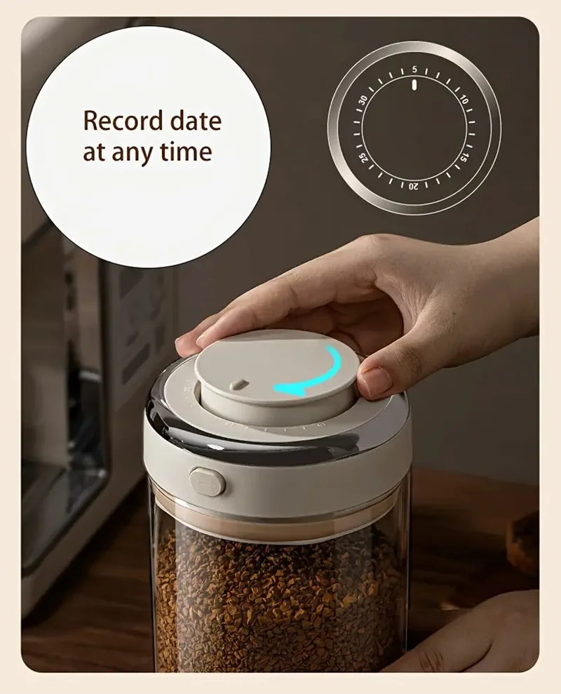 500/1100/1700 Coffee Beans Vacuum Sealed Tank Glass Food Storage Jars with CO2 Valve Household Moisture-proof Airtight Container