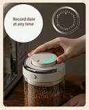 500/1100/1700 Coffee Beans Vacuum Sealed Tank Glass Food Storage Jars with CO2 Valve Household Moisture-proof Airtight Container