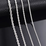 925 Sterling Silver Corda Colar de Corrente para Homens e Mulheres, Moda Pulseira, Largura 2mm 3mm 4mm, 1 Pc