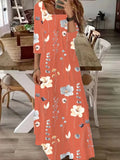 Plus Size Autumn and Winter New Women's Fashion and Elegance Medium and Long sleeved Flower Print Dress Long Style