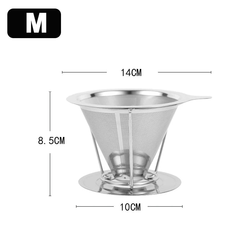 Stainless Steel Coffee Filter 800 Mesh Coffee Dripper with Holder Coffees Drip Mesh Kitchen Coffee Strainer Coffee Accessories