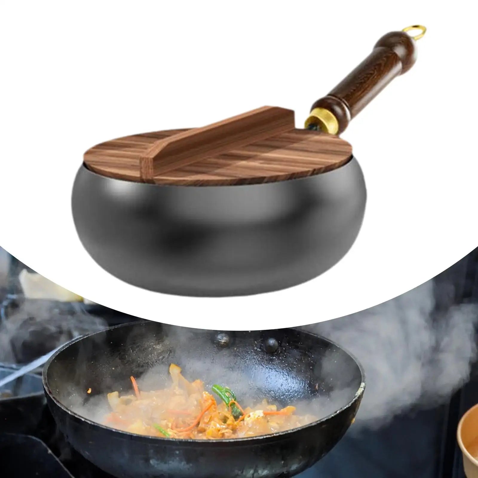 Nonstick Wok with No Coating for Gas, Boiling, Stir-Frying - Pan for Restaurant, Camping, Home, Stovetop, Induction Cooker, Cookware, Pots, Cooking