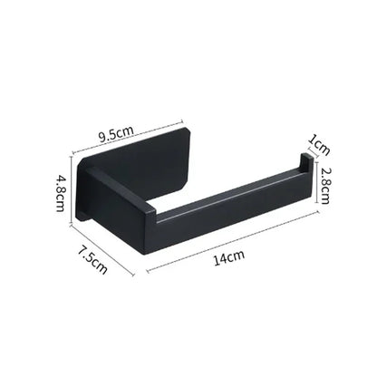 Stainless Steel Toilet Roll Holder Self Adhesive in Bathroom Tissue Paper Holder Black Finish Easy Installation no Screw