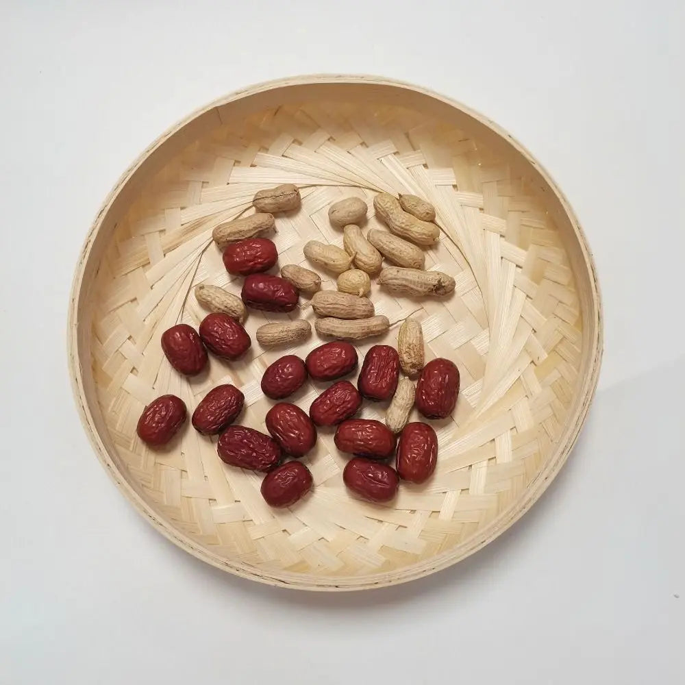 Handmade Woven Woven Bamboo Tray Bamboo Round Bamboo Woven Basket Decorative Serving Tray Living room