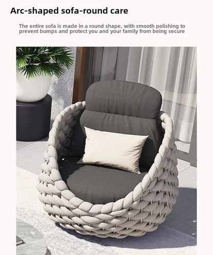 Outdoor Seat Outdoor Rattan Sofa Courtyard Combination Double Chair Leisure Terrace Villa Living Room Balcony Furniture Home