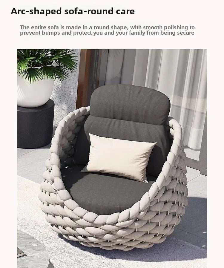 Outdoor Seat Outdoor Rattan Sofa Courtyard Combination Double Chair Leisure Terrace Villa Living Room Balcony Furniture Home