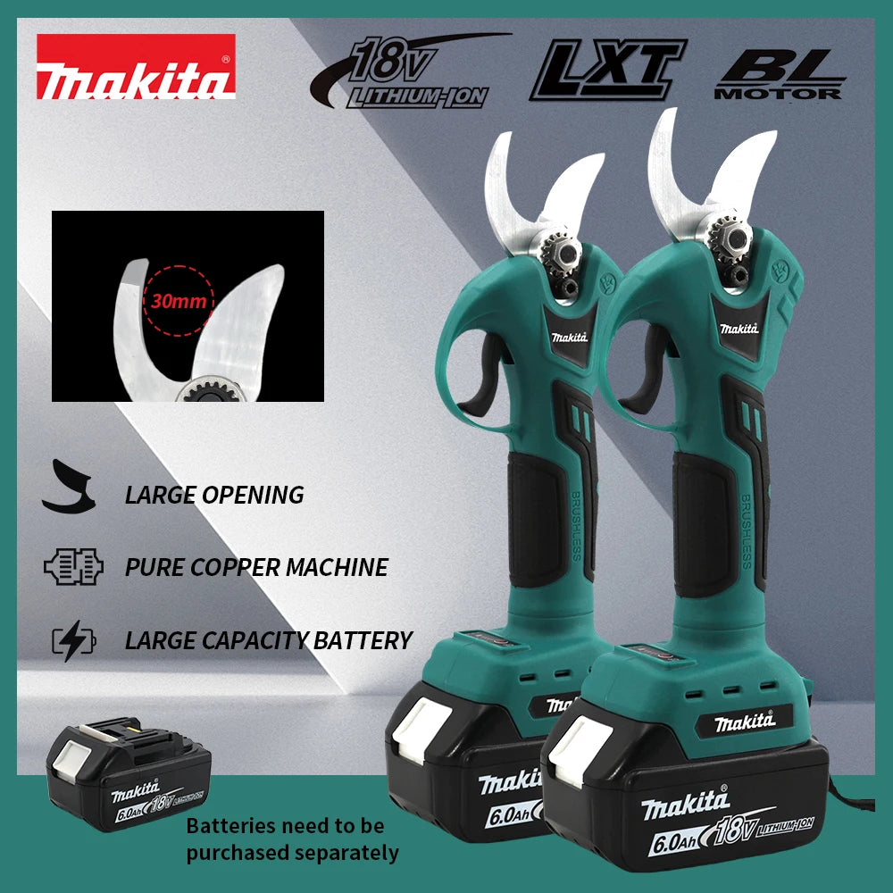 Tijeras de podar eléctricas sin escobillas Makita, herramienta de jardinería, tijeras de jardín eléctricas inalámbricas, cortador de ramas para árboles frutales, batería de 18 V