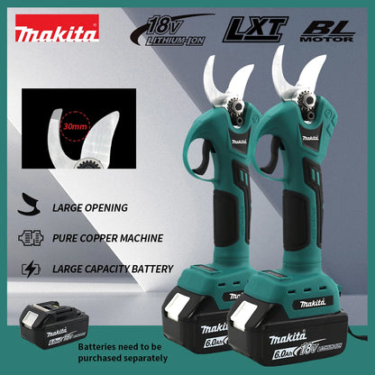 Tijeras de podar eléctricas sin escobillas Makita, herramienta de jardinería, tijeras de jardín eléctricas inalámbricas, cortador de ramas para árboles frutales, batería de 18 V