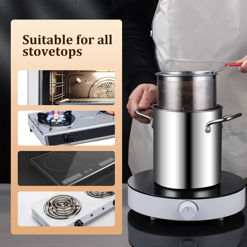 Deep Frying Pot Stainless Steel Fryer Pan Fry Pot with Basket and Lid Food Grade Deep Fryer Chicken Fried Chicken Cooking Tools