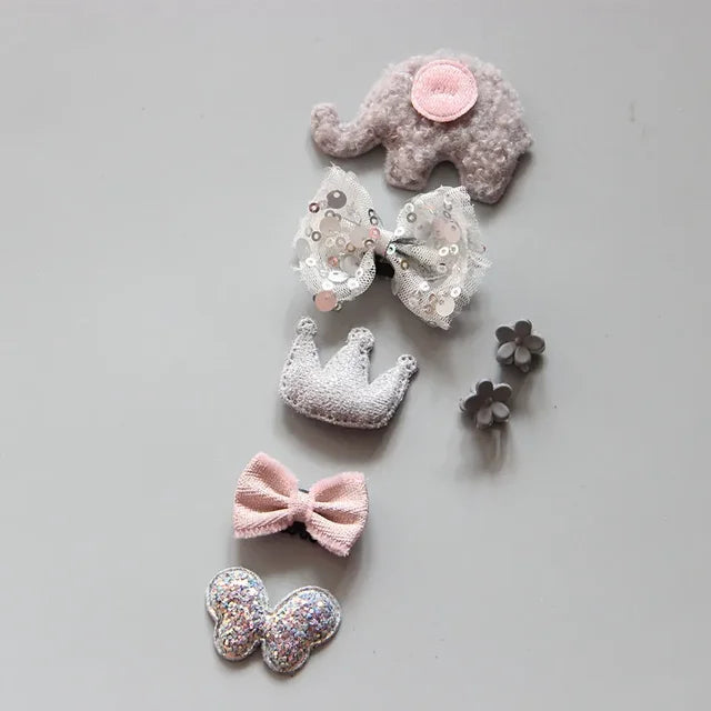 Juego de pinzas para el pelo con dibujos animados para niña, accesorios para la cabeza, pinzas cruzadas para el pelo, pasadores, 7 piezas 