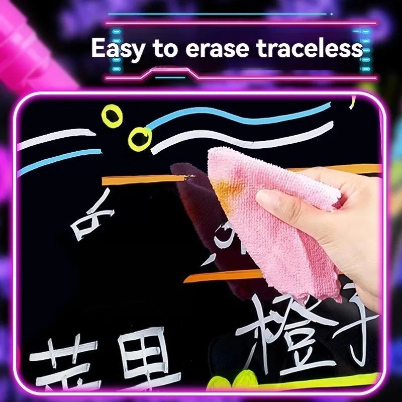 8 Colors 7mm Liquid Erasable Chalk Markers Pens Washable & Wet Erase Neon Makers for Blackboard Chalkboard Signs Glass Window