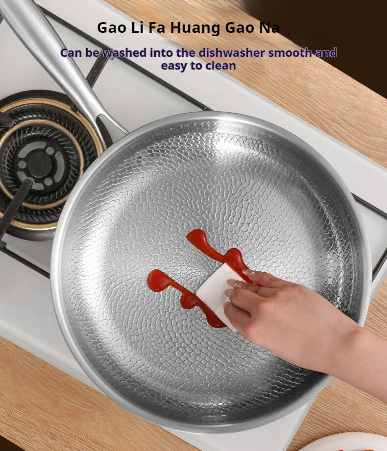 26/28/30cm German Pure Titanium Frying Pan Non-stick Frying Pan Uncoated Fish Scale Hammer Pattern Titanium Alloy Cookware