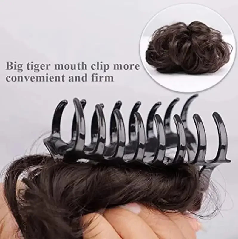 Coque despojado com piranha claw clip aplique de cabelo cacheado