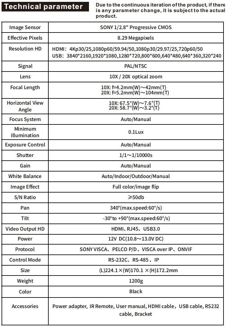 Ai-Auto Tracking 4K Conference Camera PTZ Video 10x 20x Zoom HDMI USB IP Live Streaming Camera For Business Events Youtube Obs