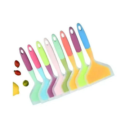 1 Uds. Utensilios de cocina de silicona de Color aleatorio, espátula para carne, huevo, raspador de cocina, herramientas de cocina anchas para Pizza, pala