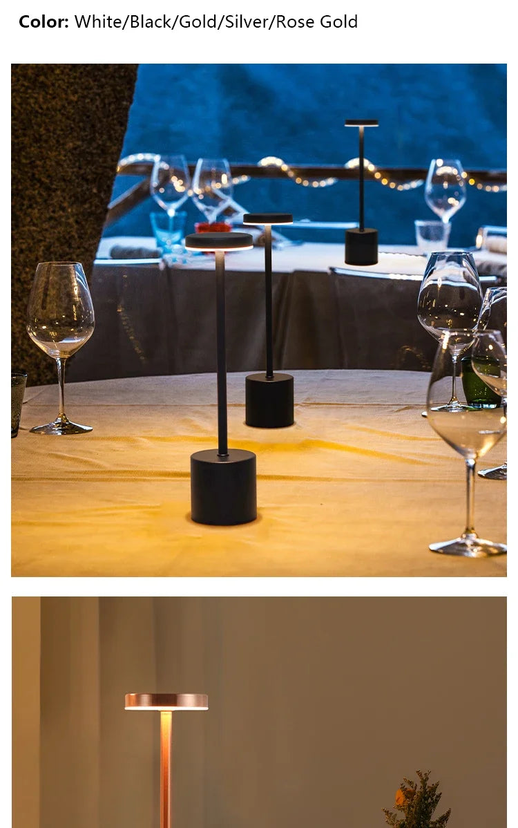 Table Lamp LED Touch Sensor Desktop Night Light Rechargeable Wireless Reading Lamp 3Colors Adjustable Creative Ambient Light