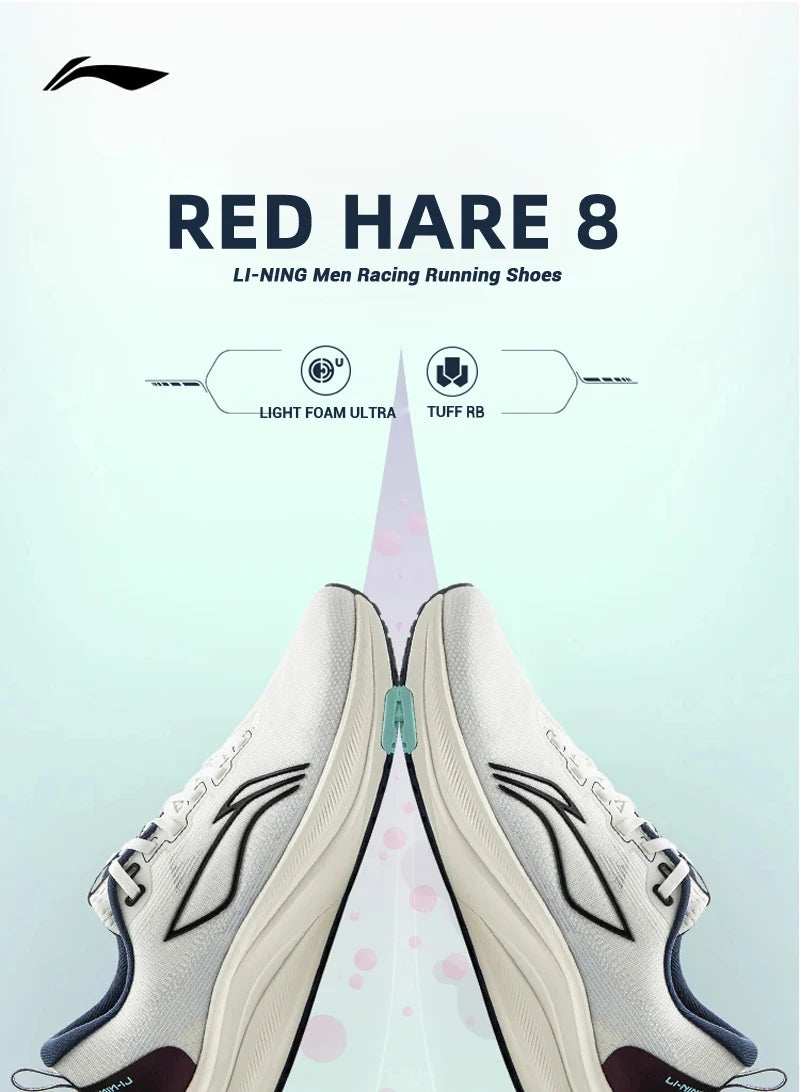 Li-Ning Men's RED HARE 8 Racing Running Shoes LIGHT FOAM ULTRA Reflective Cushion Stable Shoes LiNing Light Sneakers ARPV001
